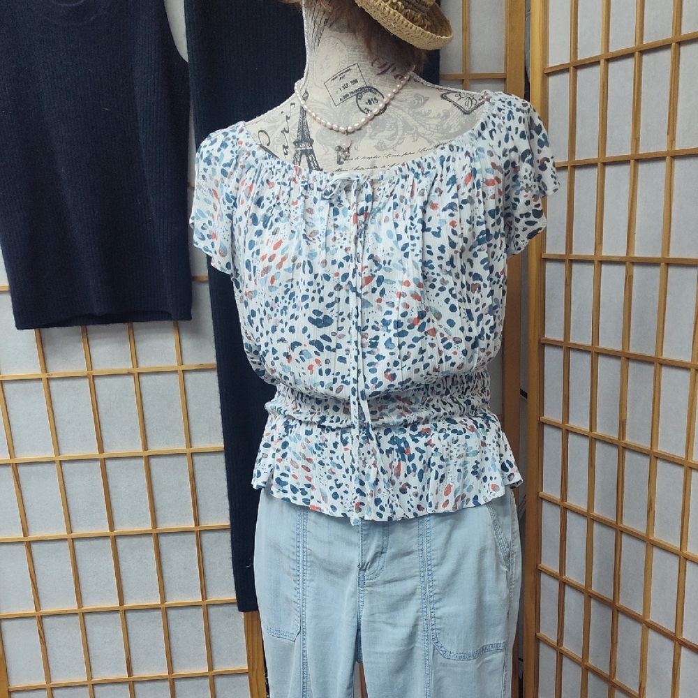 NWOT Sadie & Sage Multicolor Off-Shoulder Short Sleeve Blouse